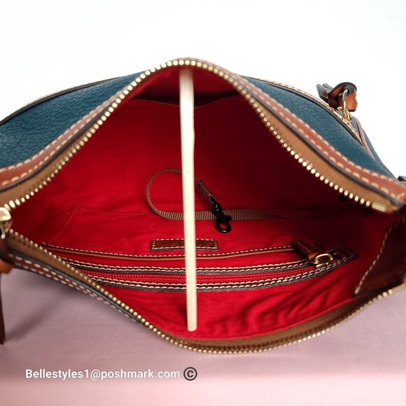 DOONEY & BOURKE Pebbled Grain Leather Presley Crossbody Bag- Teal color⭐ - Picture 14 of 16